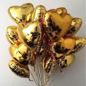 kalp güller 15 Gold Kalp Balonlar 